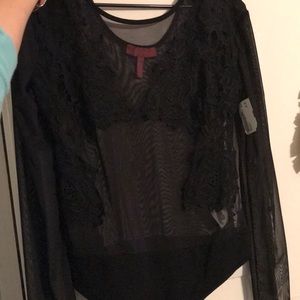 Sheer Bodysuit with Lace
